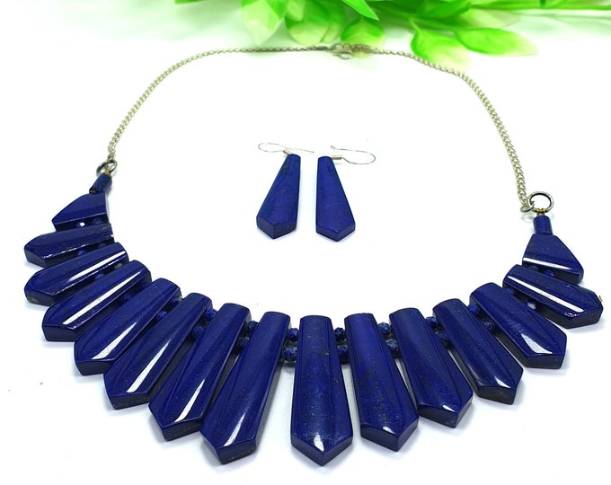 Lapis Necklace With Earrings - Lapis Necklace - Lapis Lazuli Necklace - Lapis Stone - Healing Stone - Lapis Stone Necklace,Lapis Lazuli
