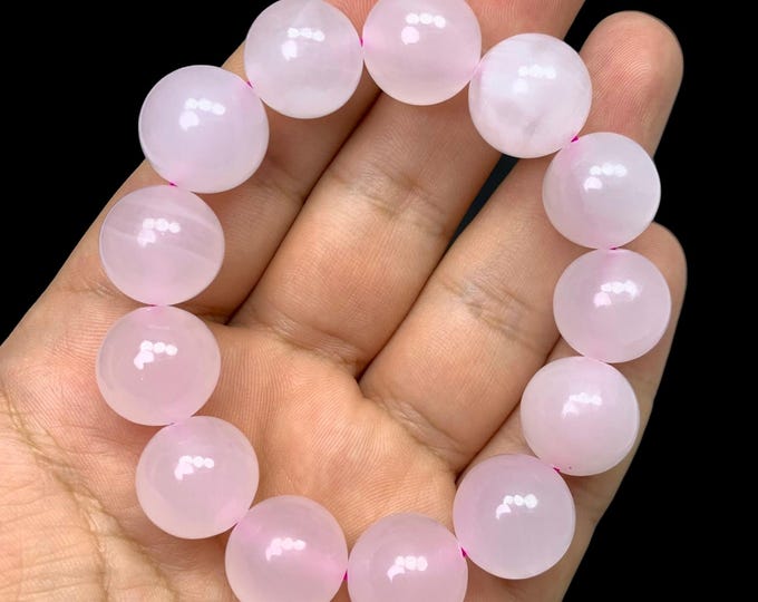 Top Quality UV-Reactive Pink Mangano Calcite Large Beads Bracelet, Mangano Calcite Bracelet, Mangano Calcite Pink Beads Bracelet, Calcite