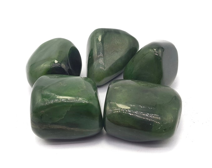 230 Grams Top Quality Green Color Nephrite Jade - Nephrite Jade Tumbles - Nephrite Stone - Green Nephrite - Green Nephrite Tumbles - 5 Pcs