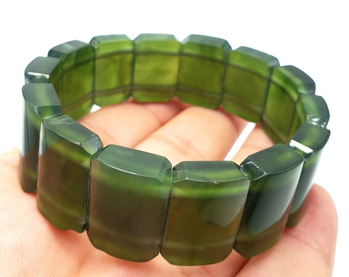 63 Grams Beautiful Green Color Jade Bracelet