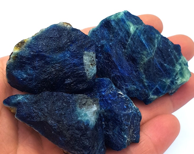 4 Pcs Great Quality Blue Color Fluorscent  Sodalite Raw Crystals  - Blue Sodalite - Sodalite Crystals 130 Grams