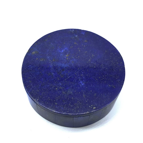 Royal Blue Lapis Lazuli Hand Crafted Circle Box For Jewelry,Decoration,Collections,Gifts 78*24mm