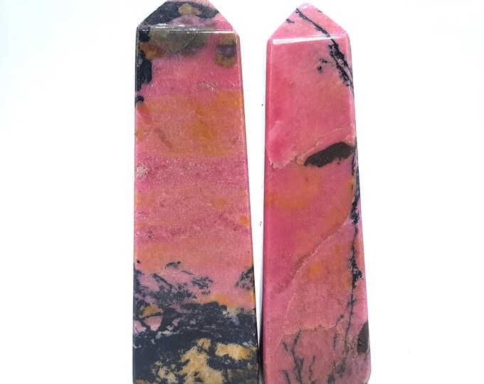 Gorgeous Pink Color Rhodonite Stone 2 Pieces Towers