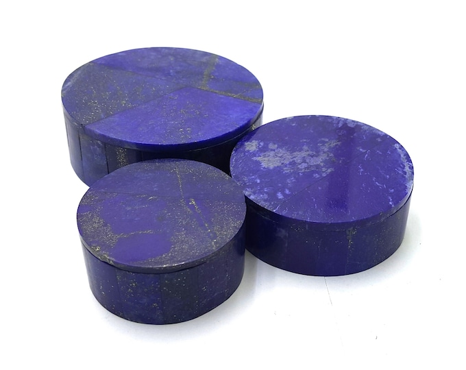 440g - Lapis Lazuli Round Box Set - Lapis Round Boxes Set - Lapis Lazuli, Lapis Lazuli Boxes - Lapis Lazuli Box - Lapis Box - Lapis Blue Box