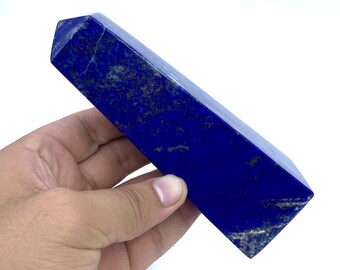 565 Grams Lapis Lazuli Tower: Polished Blue Obelisk (143x42mm)