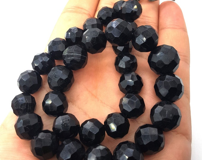 525 Carats Black Tourmaline Faceted Beads Strand