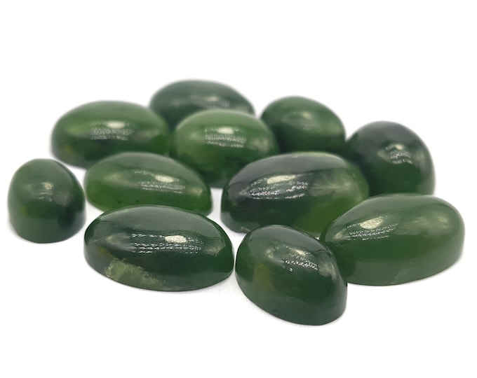 11 Pcs Green Nephrite Jade Cabs -  Nephrite Jade Cabochons -  Nephrite Cabochons -  Nephrite Crystals -  Healing Jade -  Green Jade,43 Grams