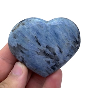 Polished Blue Kyanite Heart Stone (148 Grams)