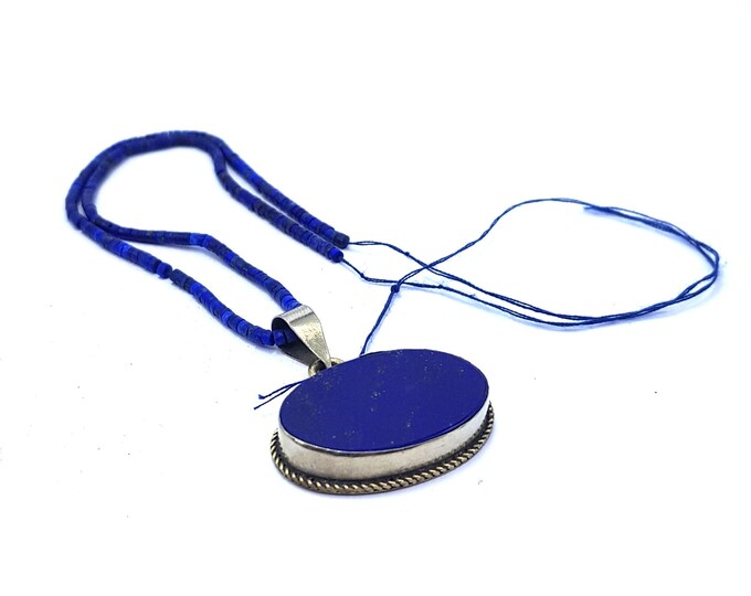 12g - Beautiful Lapis Lazuli Necklace - Lapis Lazuli Locket - Lapis Lazuli - Lapis Lazuli Stone - Lapis Cabochon Strand - Lapis Strand