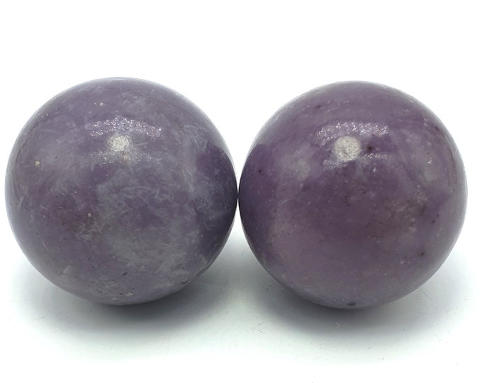 2 Pcs Lepidolite Crystal Spheres -  Lepidolite Spheres 391 Grams