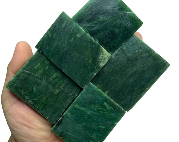 5 Pcs Beautiful Green Nephrite Jade Tile, Nephrite Jade Tile, Jade Tile, Nephrite Tiles, Nephrite Jade Tiles, Nephrite Jade Slices