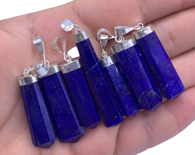 7 Pcs Best Quality Blue Color Pendants - Lapis Crystals - Healing Stone - Lapis Pendants - Lapis Lazuli Pendants 45 Grams