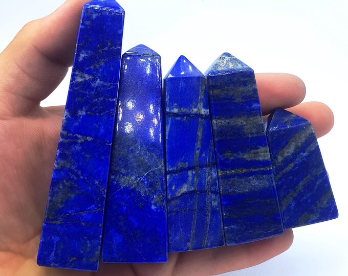 5 Pcs Amazing Quality Blue Lapis Lazuli Tower - Obelisk Lapis Tower - Lapis Lazuli Obelisks - Lapis Crystals 485 Grams