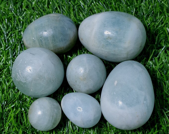 485 Grams Beautiful Sky Blue Aquamarine Spheres - Eggs From Afghanistan