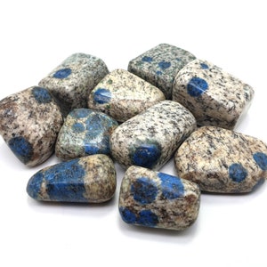 10 Pcs Polished K2 Azurite Tumbles: White with Blue Dots