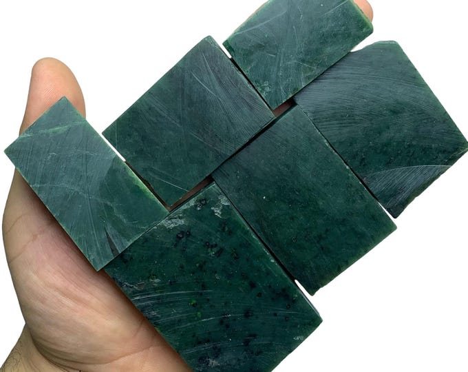 6 Pcs Beautiful Green Nephrite Jade Tile, Nephrite Jade Tile, Jade Tile, Nephrite Tiles, Nephrite Jade Tiles, Nephrite Jade Slices