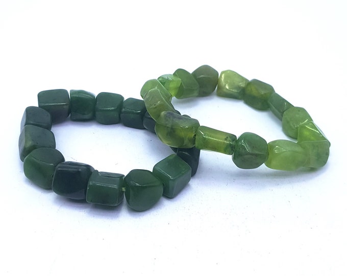 2 Pcs Beautiful Green Color Nephrite Jade - Idocrase Bracelets - Nephrite Jade Bracelets - Idocrase Crystals - Bracelets - Idocrase 95 Grams