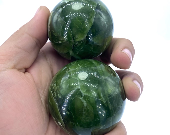 378 Grams Amazing Quality Green Jade Balls - Spheres