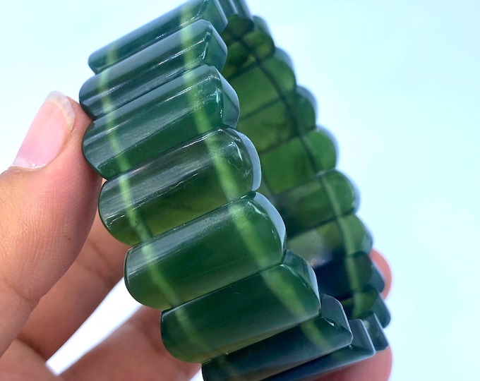 Beautiful Green Transparent Jade Bracelet 60x25mm