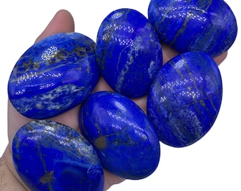Polished Blue Lapis Lazuli Palm Stone: Afghanistan Mineral