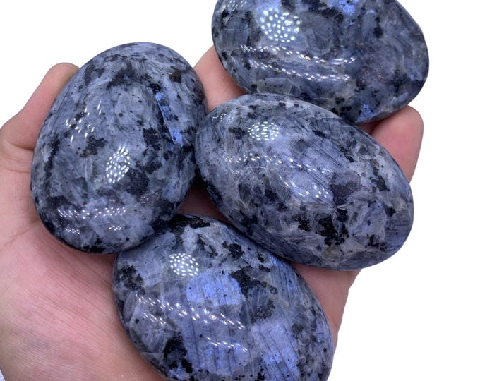 Beautiful Blue Color Larvikite Palmstone - Massage -  Larvikite Palmstone -  Larvikite Stone - Blue  Larvikite Palmstone - Massage 4 Pcs