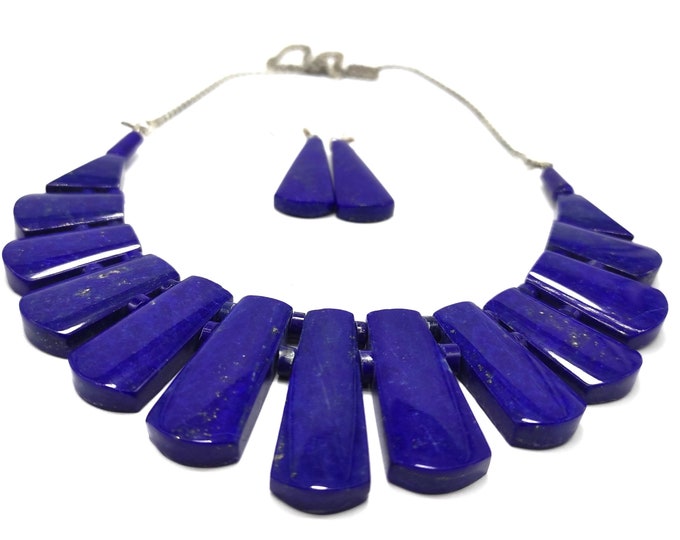 Beautiful Lapis Lazuli Necklace And Earrings Set, Lapis Necklace, Lapis Earrings, Lapis Necklace Set, Lapis Lazuli Jewelry, Lapis Gemstone