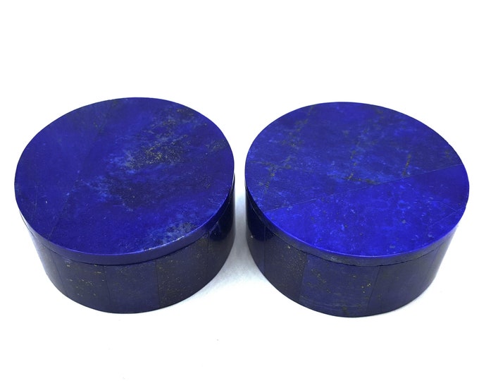 Beautiful Lapis Lazuli Round Box Set - Lapis Round Boxes Set - Lapis Lazuli, Lapis Lazuli Boxes - Lapis Lazuli Box - Lapis Box - Lapis Stone