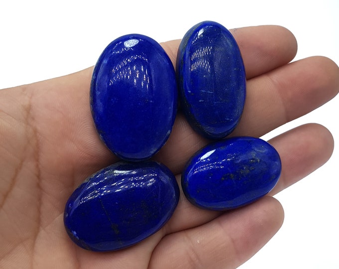 4 Pieces Blue Lapis Lazuli Cabochons - Lapis Lazuli - Lapis Cabochons - Lapis Stone Cabochons - Lapis Blue Cabochons - Lapis Oval Cabochons