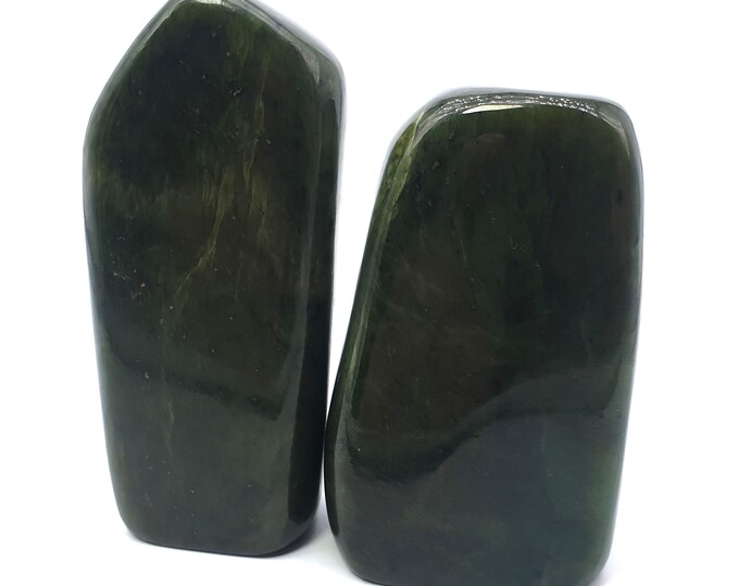 580 Grams Beautiful Green Nephrite Jade Tumbles 2 Pieces
