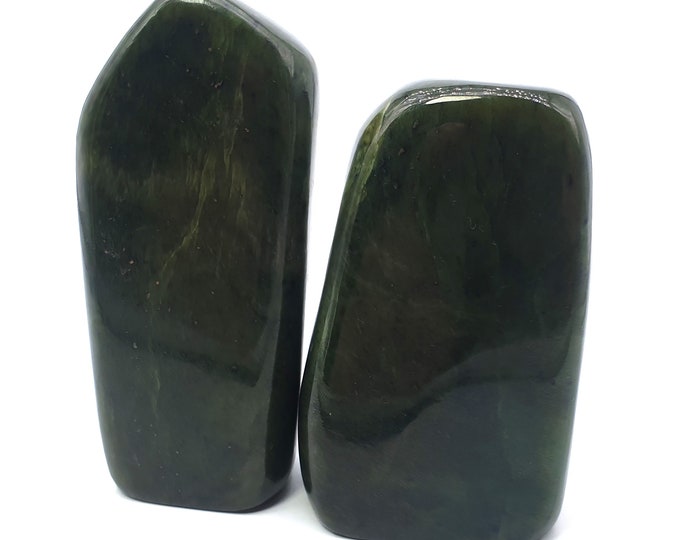 580 Grams Beautiful Green Nephrite Jade Tumbles 2 Pieces