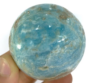 Blue Aragonite Sphere: Polished Crystal Ball (59mm, 300g)