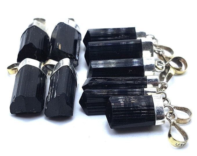 Natural Black Color Tourmaline 10 Pendants
