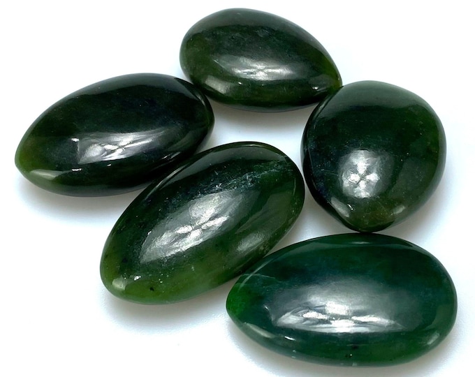 Green Nephrite Jade Cabs -Nephrite Jade Cabochons -Nephrite Cabochons -Nephrite Crystals -Healing Jade -Green Jade,Eye Drop Shape,5 Pieces