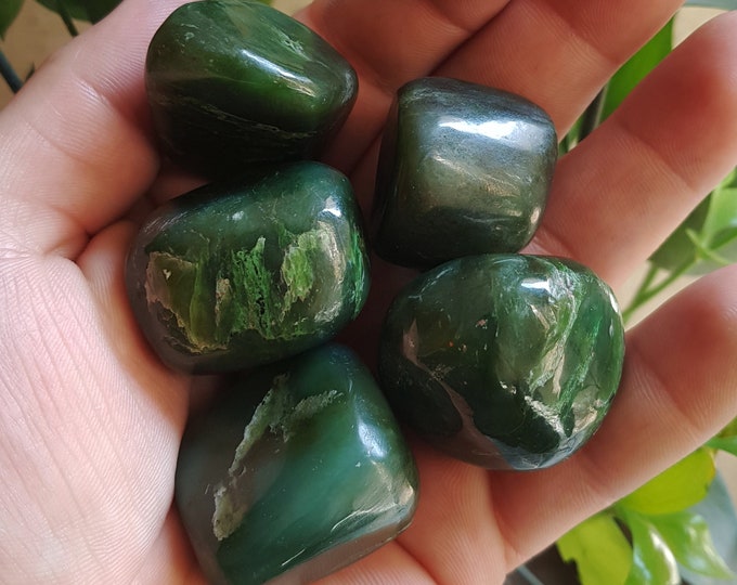 210 Grams Amazing Quality Green Color Nephrite Jade - Nephrite Jade Tumbles - Nephrite Stone - Green Nephrite - Green Nephrite Tumbles 5 Pcs