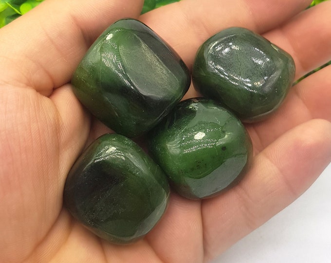 185 Grams Top Quality Green Color Nephrite Jade - Nephrite Jade Tumbles - Nephrite Stone - Green Nephrite - Green Nephrite Tumbles - 4 Pcs
