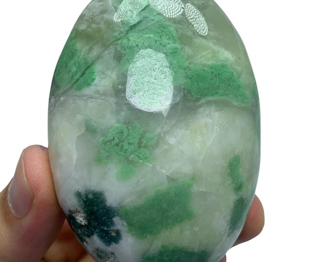 Polished Hydrogrossular Garnet Palmstone: Green Gemstone Palmstone