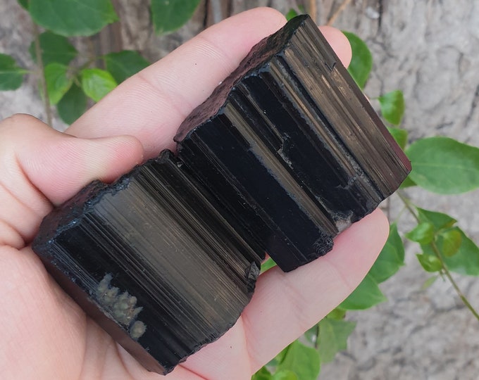 Super Quality Lustrous Black Tourmaline 2 Pieces - Black Tourmaline Crystals - Tourmaline Crystals 260 Grams