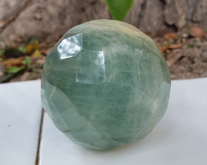 375 Grams Beautiful Faceted Aquamarine Sphere - Ball From Afghanistan