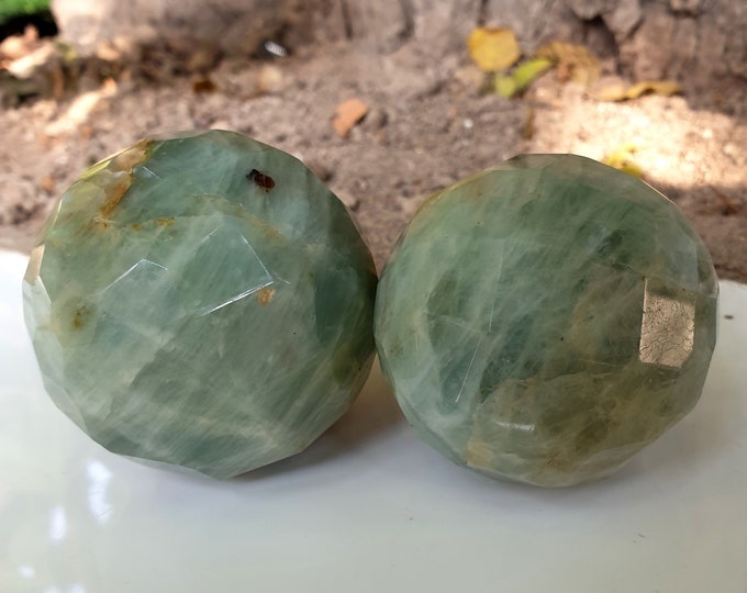 491 Grams Beautiful Faceted Blue Aquamarine Spheres - Balls From Afghanistan
