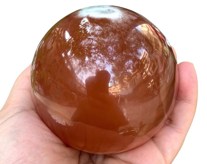 Top Quality Red Rose Calcite Sphere: Polished Crystal Ball (88mm)