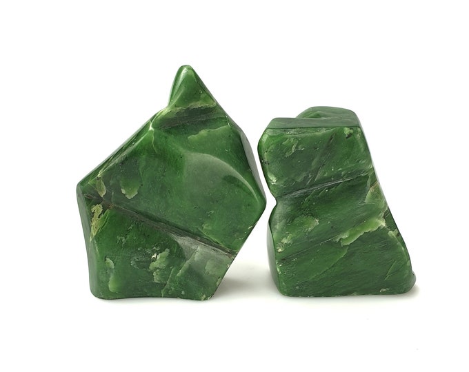 Beautiful Green Nephrite Jade Free Form 2 Pieces 473 Grams
