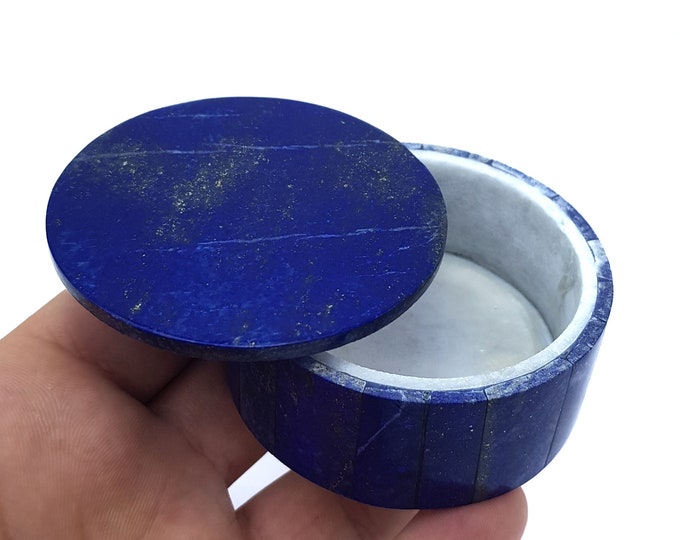 150 Grams Best Quality Royal Blue Color Lapis Lazuli Round Box - Lapis Stone - Lapis Crystal Box - Healing Stone - Lapis Crystal Box - Box