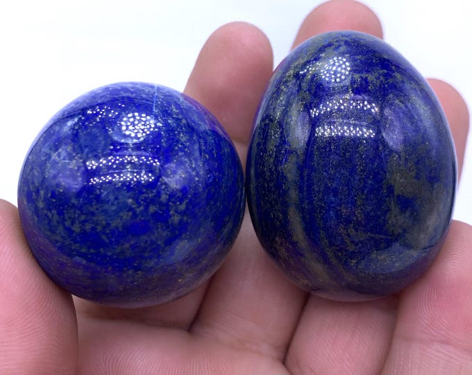 190g - Lapis Lazuli Sphere & Egg - Lapis Lazuli - Lapis Lazuli Egg - Lapis Egg - Blue Lapis Sphere - Blue Lapis Egg - Lapis Ball 2 Pcs