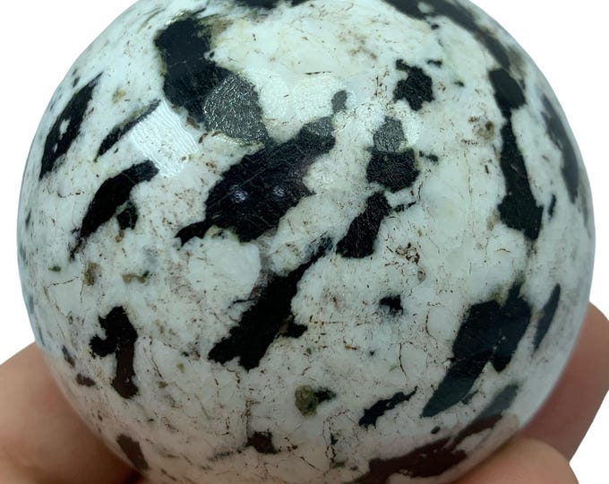 485g Black Tourmaline on Quartz Ball, Sphere Gemstones