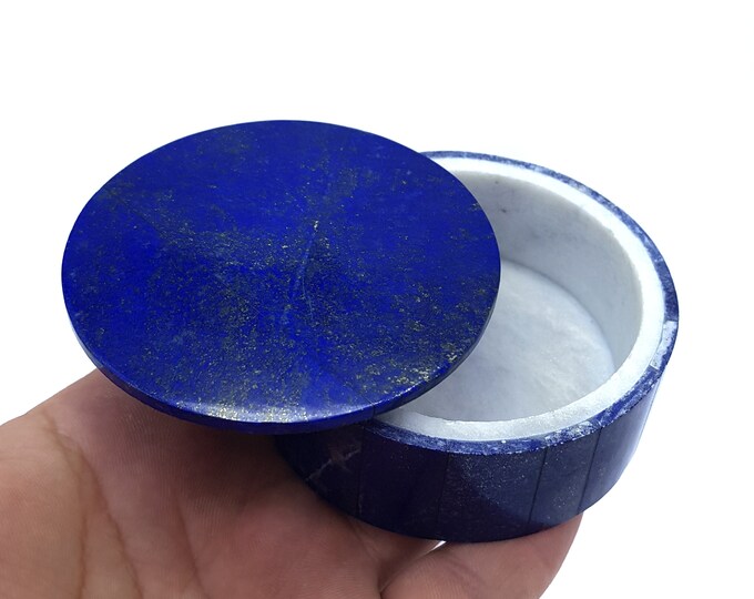 Great Quality Royal Blue Color Lapis Lazuli Round Box - Lapis Stone - Lapis Crystal Box - Healing Stone - Lapis Crystal - Box 230 Grams
