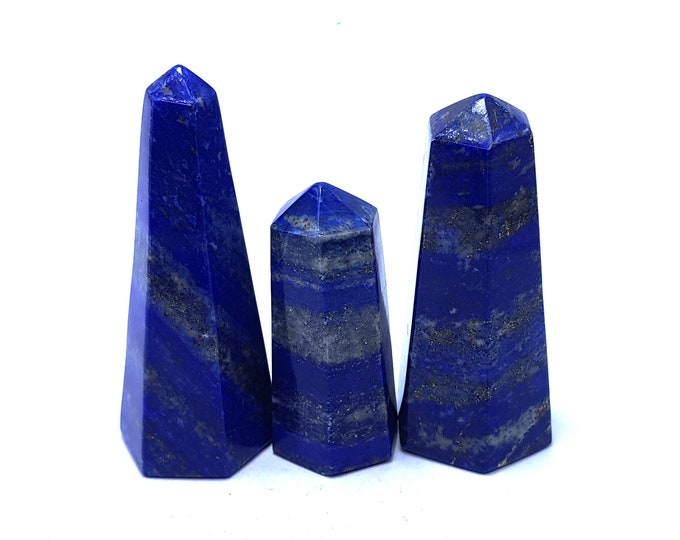 3 Pcs Great Quality Blue Color Lapis Lazuli Towers - Point - Lapis Crystals - Lapis Points - Lapis Lazuli Stone - Lapis Points 360 Grams