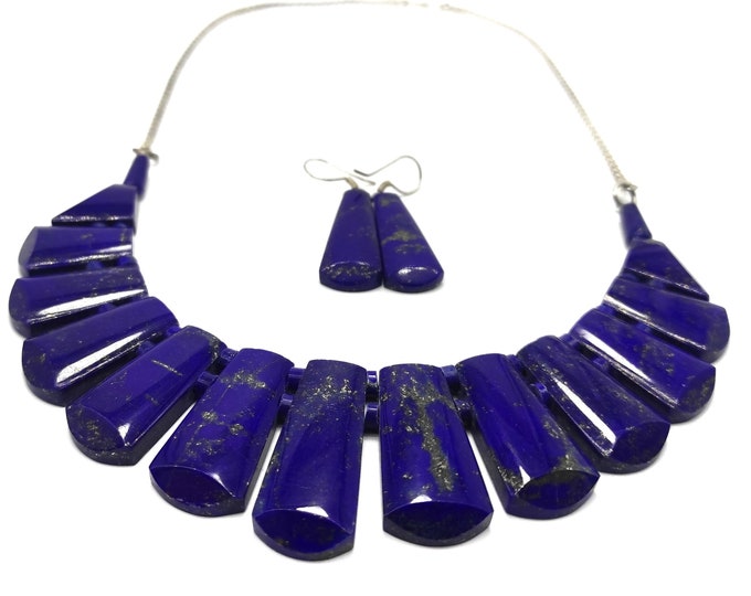 Beautiful Lapis Lazuli Necklace And Earrings Set, Lapis Necklace, Lapis Earrings, Lapis Necklace Set, Lapis Lazuli Jewelry, Lapis Gemstone