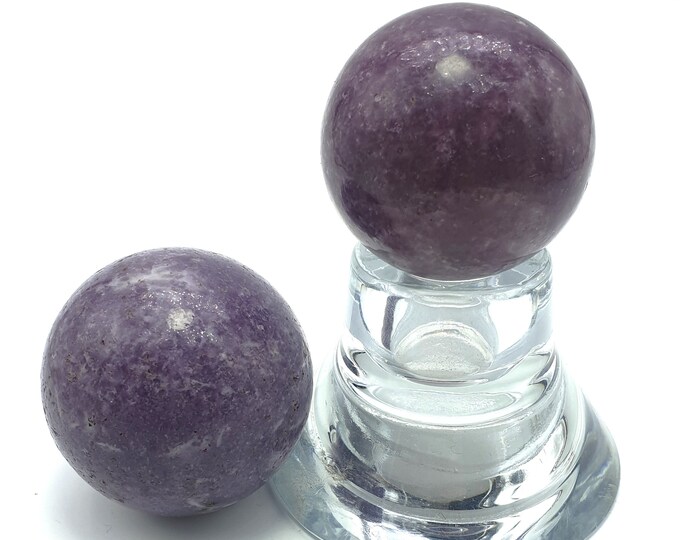 2 Pcs Lepidolite Crystal Spheres -  Lepidolite Spheres 427 Grams