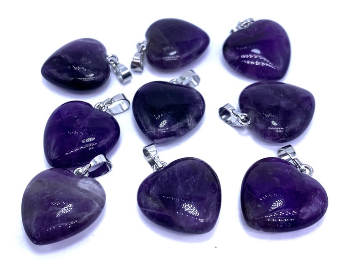 Beautiful Purple Color Amethyst Hearts - Purple Amethyst Pendants - Amethyst Heart Pendant - Amethyst Hearts Pendants - Amethyst Stone