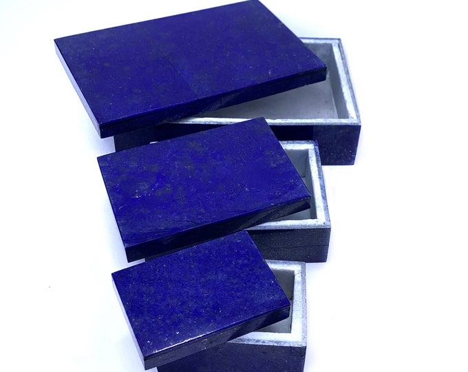 Amazing Quality Lapis Lazuli 3 Pieces Rectangular Jewellery Boxes Set,Lapis Boxs,Lapis Stone,Lapis Jewellery Boxes 1310 Grams